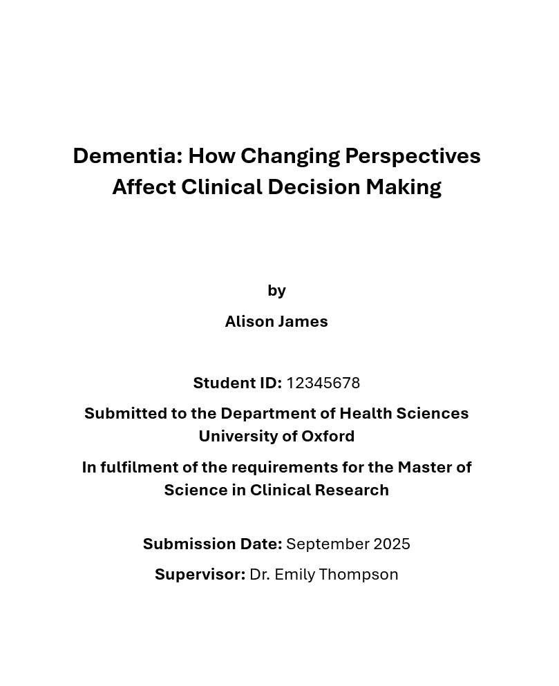 Sample dissertation title page